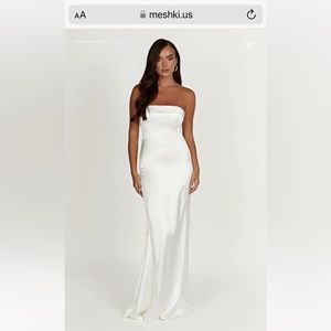 New Meshki “Kaitlin” Satin Gown in white